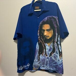 Bob Marley Blue Graphic Men's Shirt